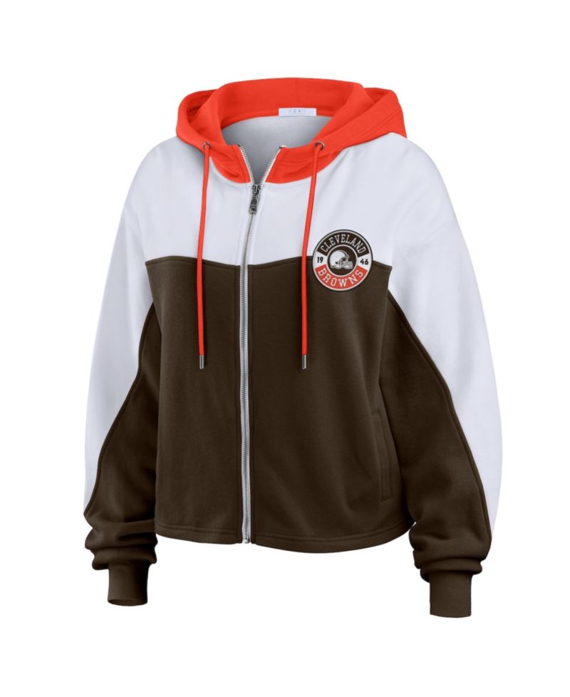 Women's Brown Cleveland Browns Plus Size Color Block Full-Zip Hoodie