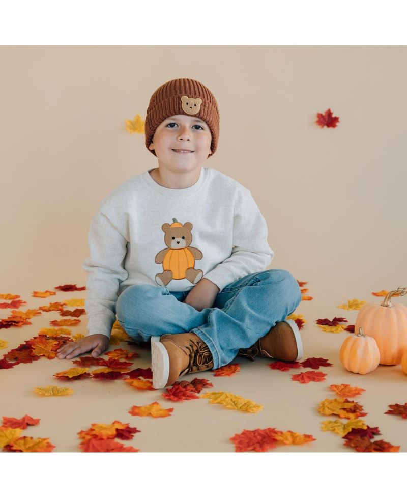 Big Boys Pumpkin Teddy Bear Patch Sweatshirt