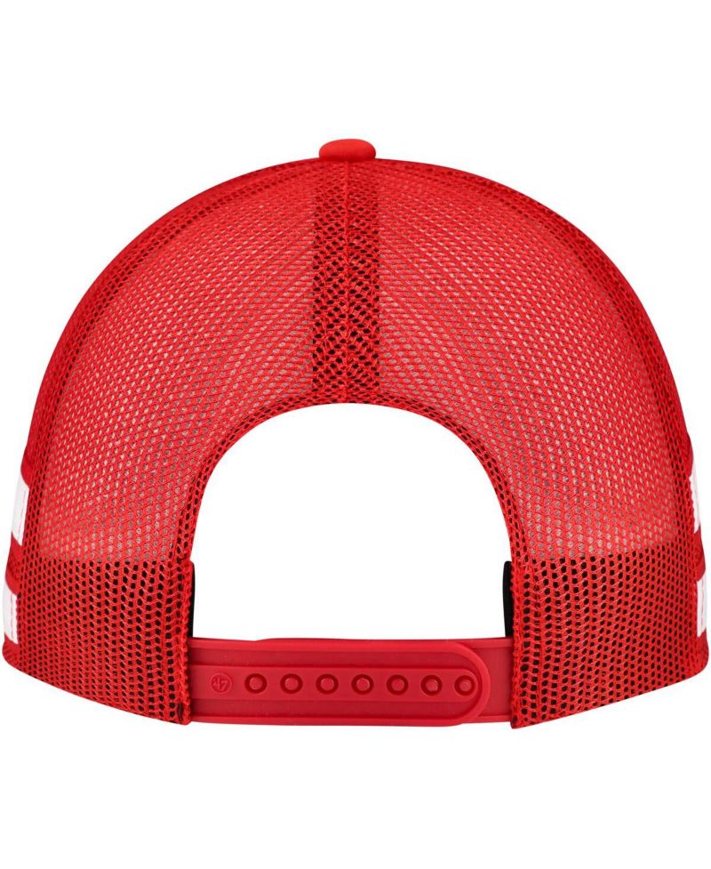 Men's Red Detroit Red Wings Sideband Stripes Trucker Snapback Hat
