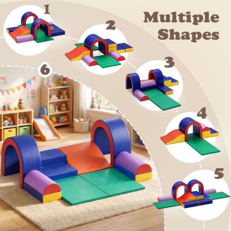 10-Piece Climb and Crawl Activity Play Set, Soft Foam Block for Climbing, Crawling and Sliding