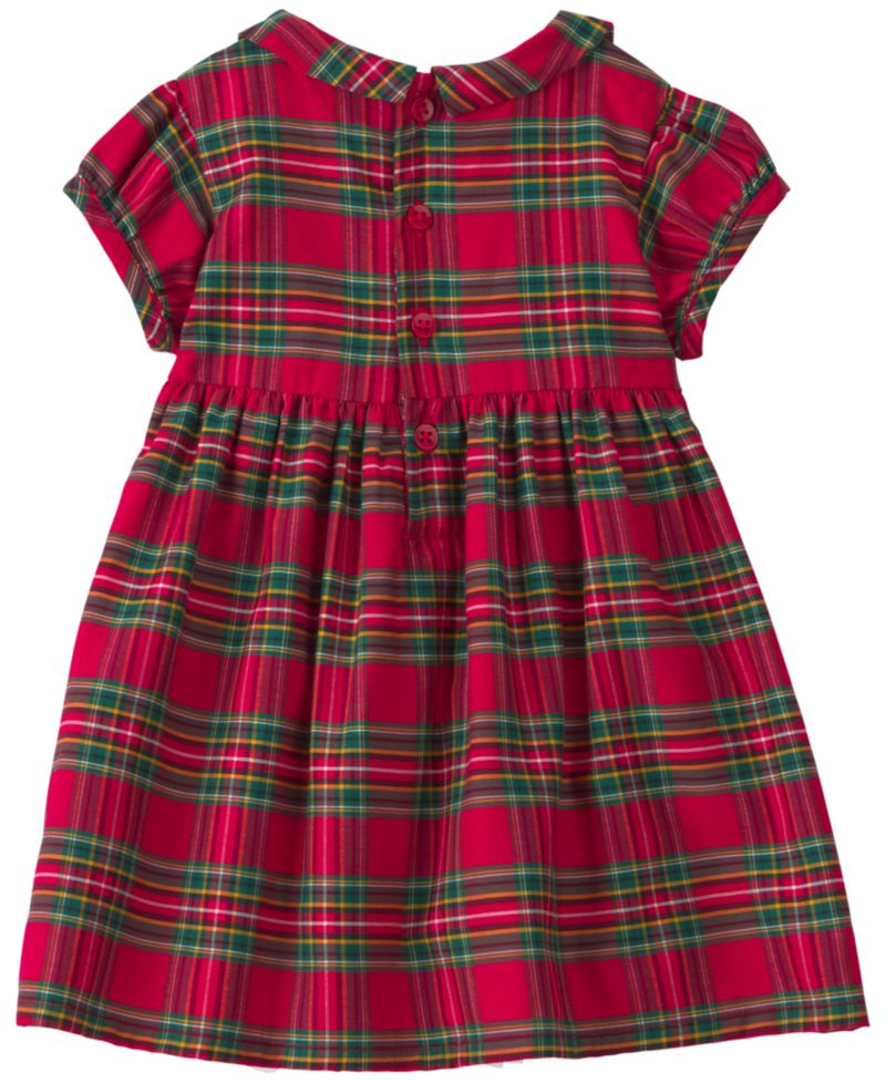 Baby Girls' Peter Pan Collar Holiday Plaid Dress and Diaper Cover, 2-Piece Set