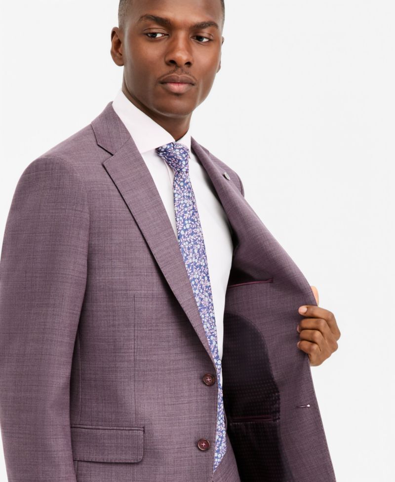 Men's Modern-Fit Purple Solid Suit Separate Jacket