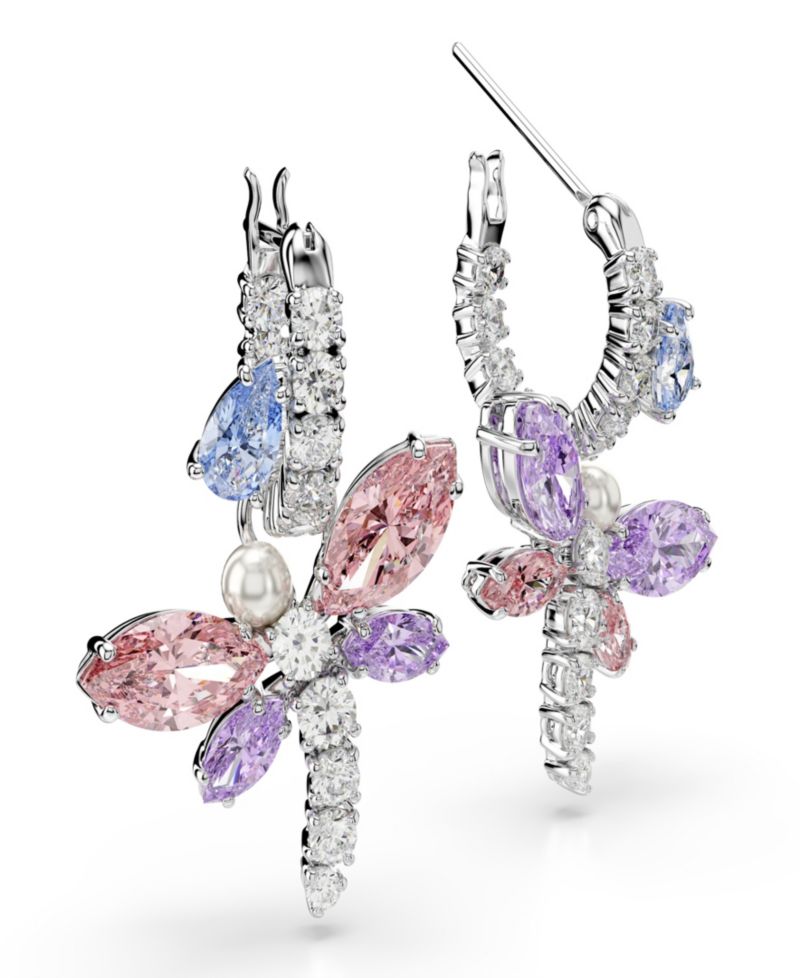 Ariana Grande x Mixed Cuts, Dragonfly, Multicolored, Rhodium-Plated Drop Earrings