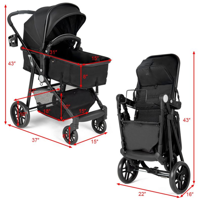 2-in-1 Baby Pushchair with Foldable Design for Newborn Infants