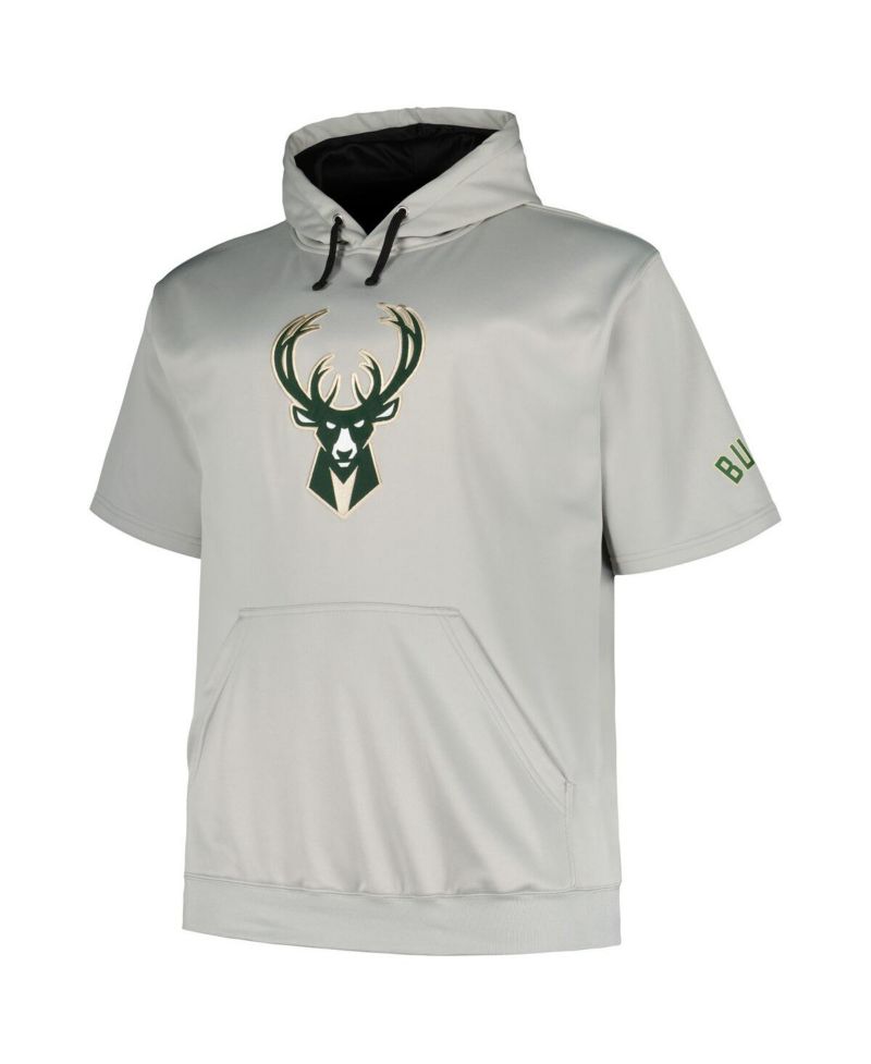 Branded Men's Silver Milwaukee Bucks Big & Tall Logo Pullover Hoodie