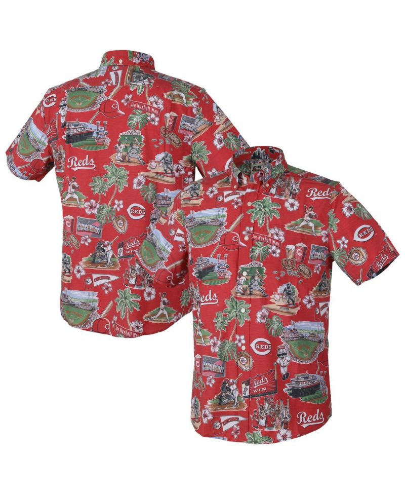 Men's Red Cincinnati Reds Scenic Tri-Blend Button-Down Shirt