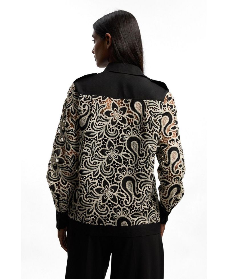Women's Cutwork Detail Long Sleeve Shirt