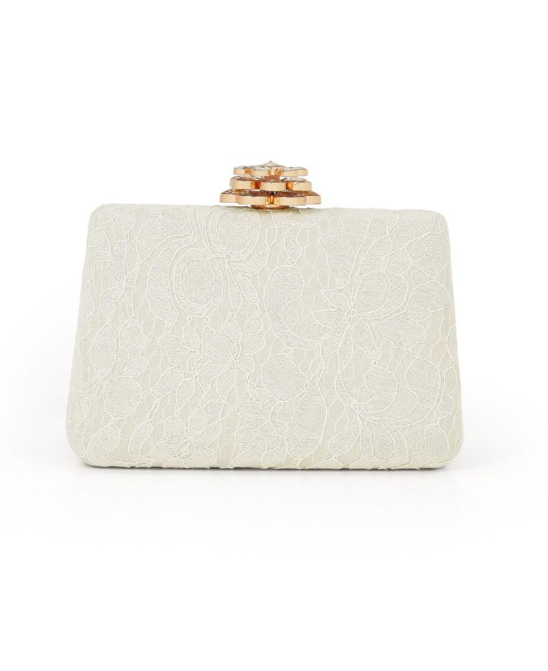 Woman's Rose Lace Minaudiere w. Floral Clasp