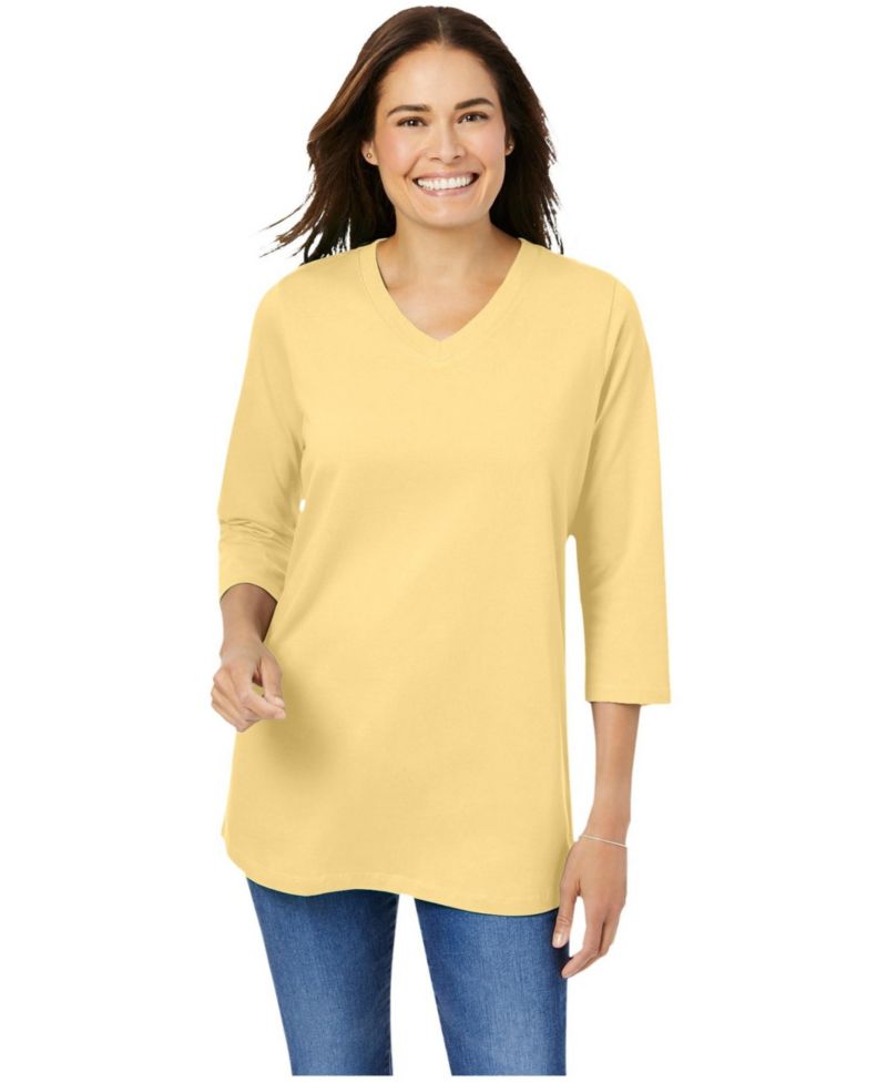Women's Within Perfect Three-Quarter Sleeve V-Neck Tee