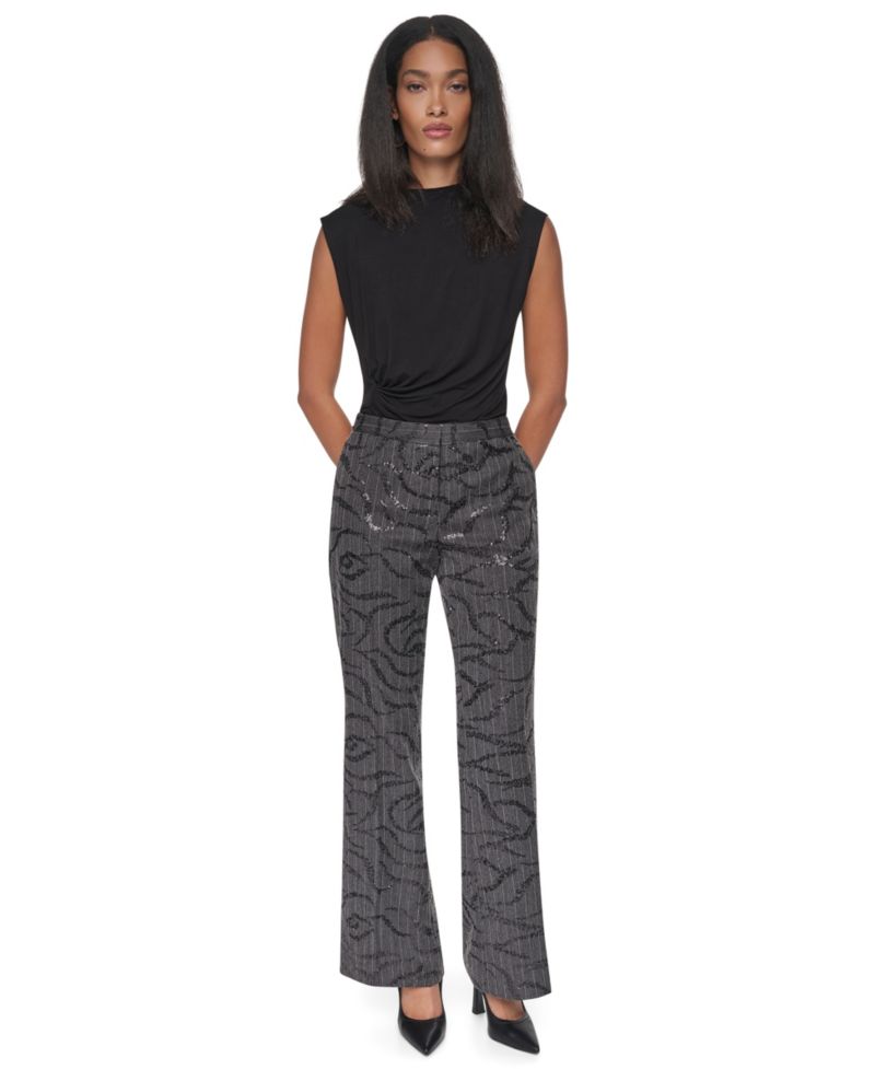 Women's Sequin Herringbone Wide-Leg Trousers