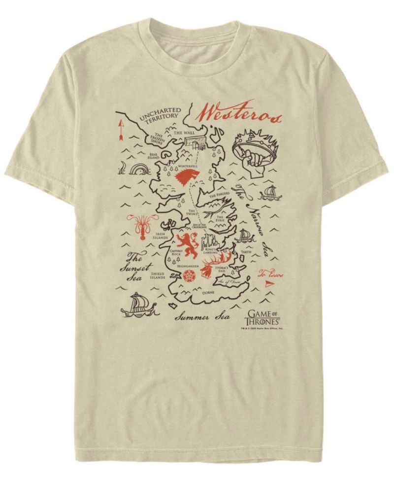 Men's Game of Thrones Simple Map Short Sleeve T-shirt