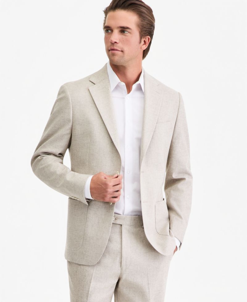Men's Classic-Fit Tan Texture Suit Separate Pants