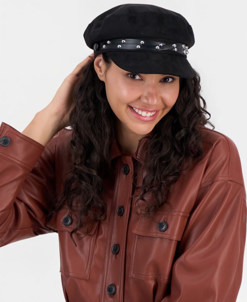Double Stud Band Suede Skipper Cap