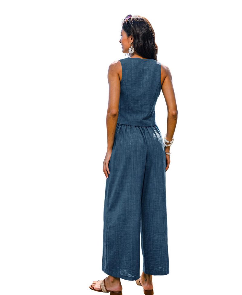 Women's Elegant Cropped Vest Trousers Set