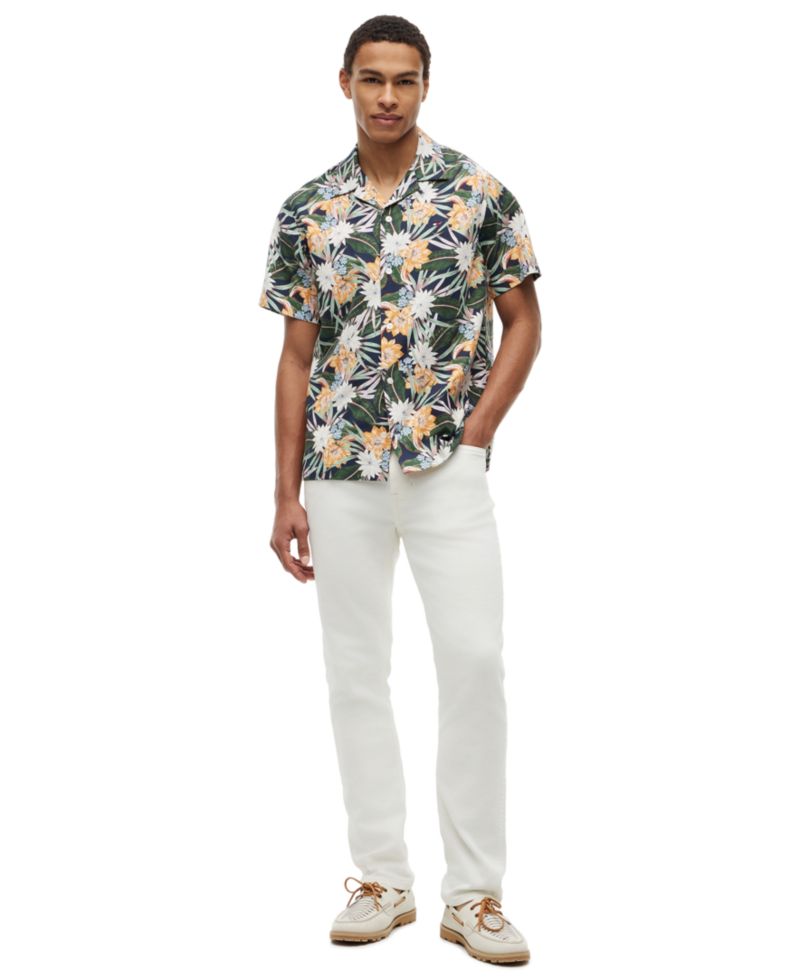 Men's Camp Collar Floral Short-Sleeve Shirt