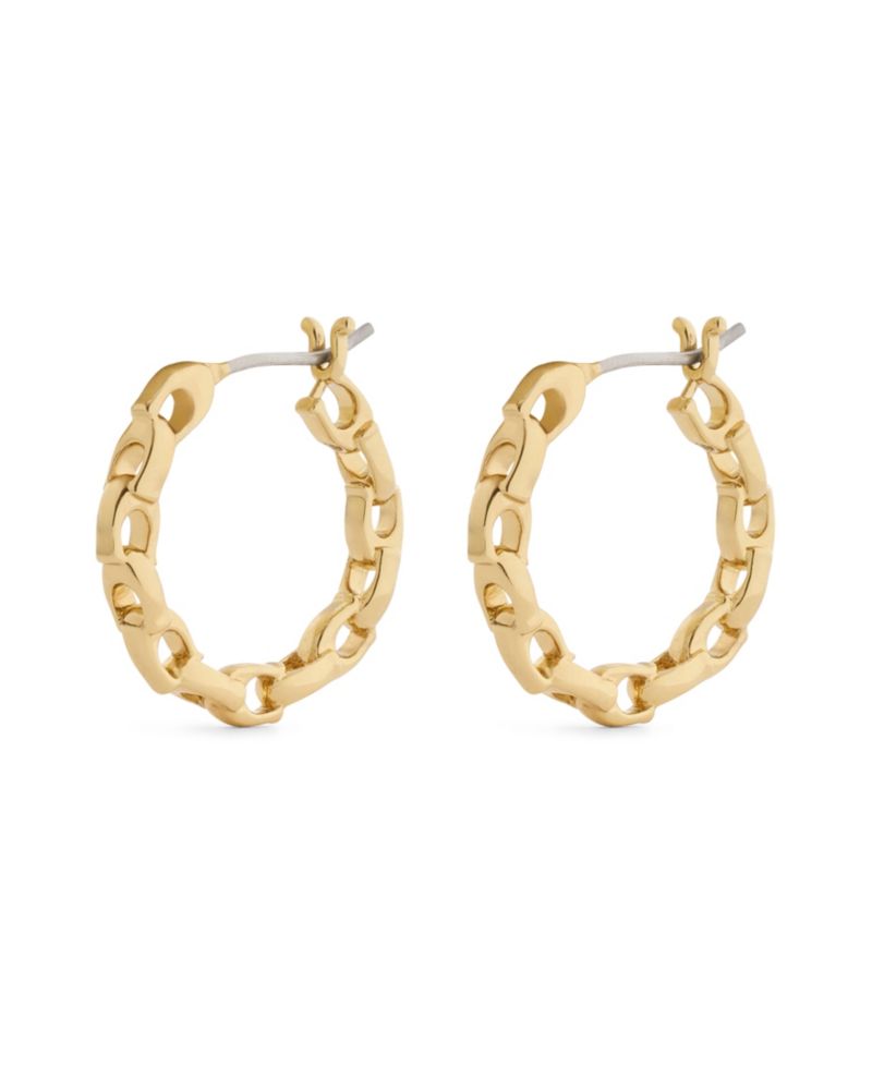 Rhodium Signature C Chain Hoop Earrings