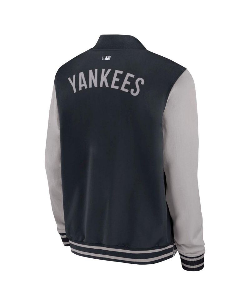 Men's Navy/Gray New York Yankees Authentic Collection Dugout Full-Zip Bomber Jacket