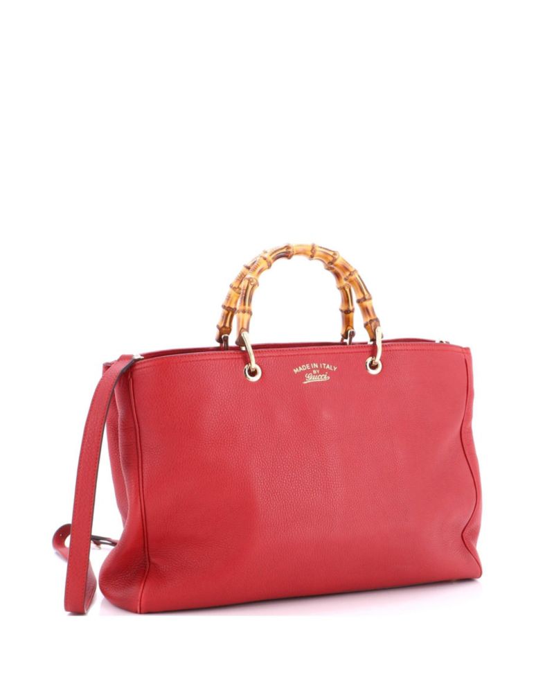 Large Bamboo Shopper Tote Leather