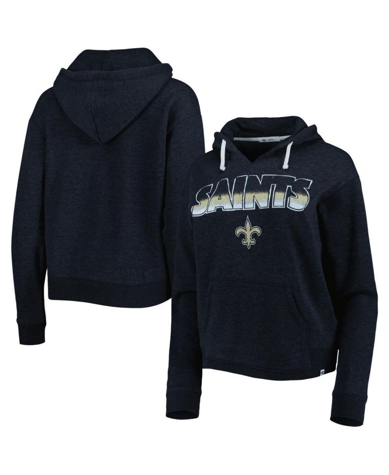 Women's Black New Orleans Saints Color Rise Kennedy Notch Neck Pullover Hoodie