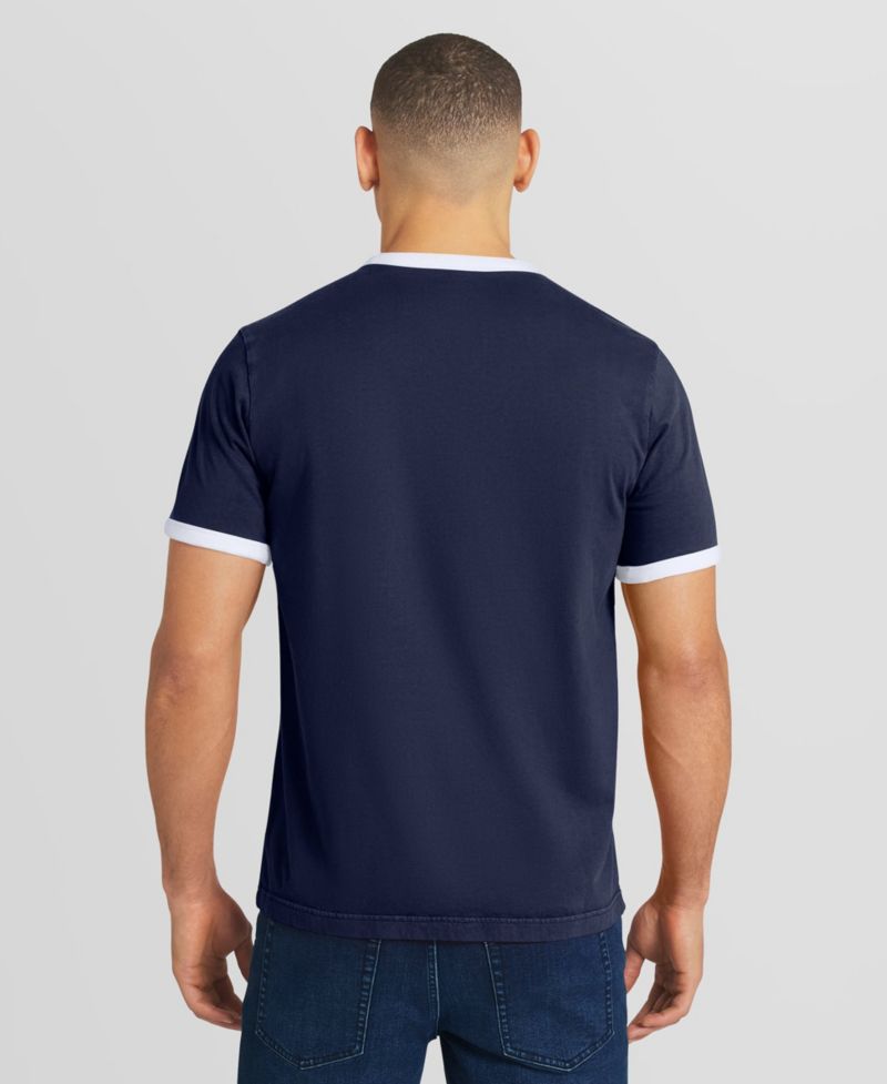Fanatics Men's Houston Astros Washed Ringer Distressed Screen-Print Graphics Classic-Fit T-Shirt