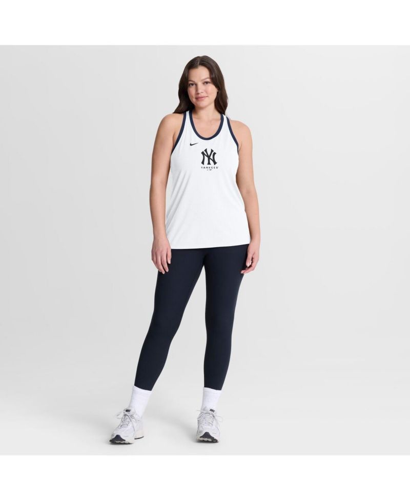 Women's White New York Yankees Tri-Blend Dri-FIT Racerback Tank Top