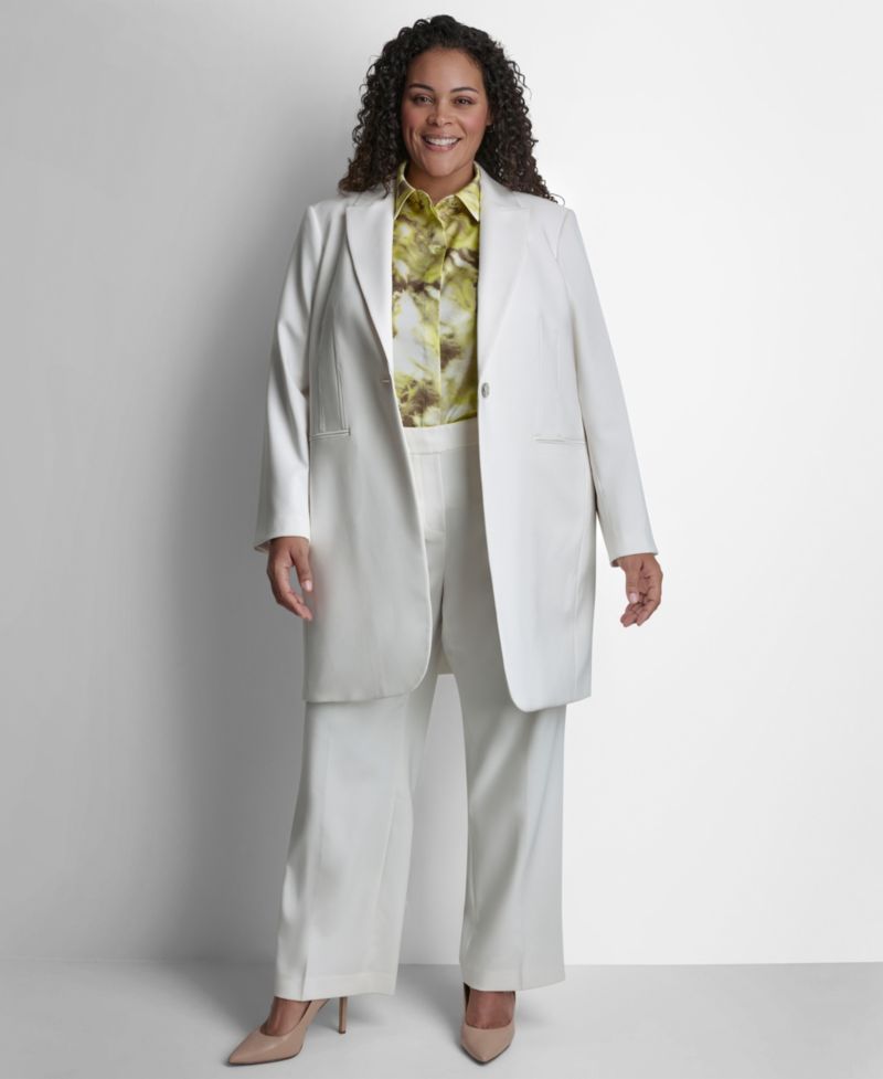Plus Size Notch Collar Buttoned Jacket