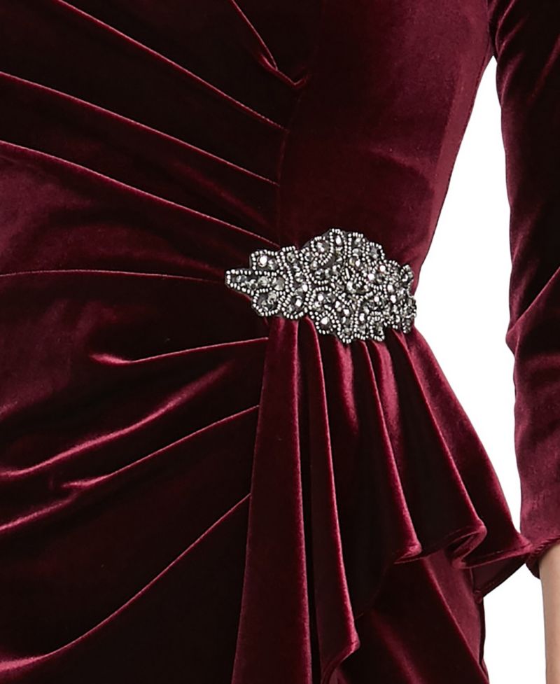 Petite Velvet 3/4-Sleeve Sheath Dress