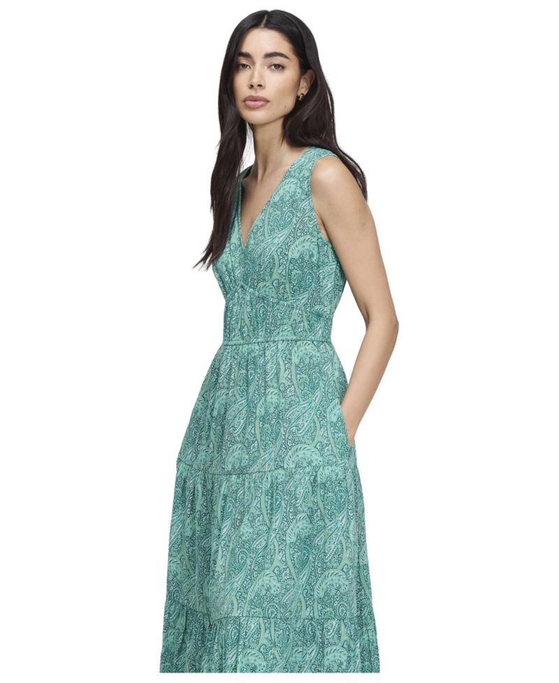 Women's Shannon Paisley Tiered V-Neck Midi Dress