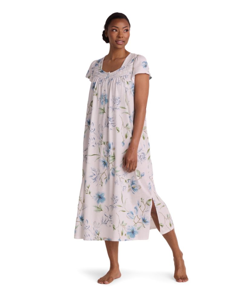 Women's Short-Sleeve Square Neck Long Gown