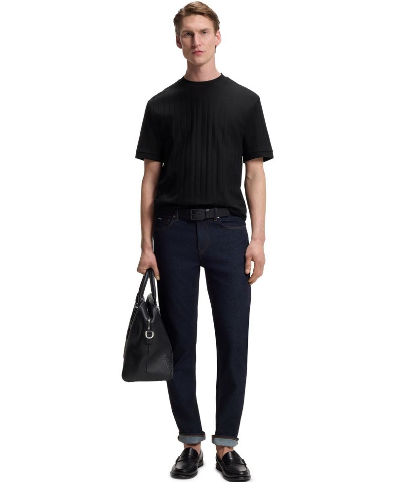 Men's Mercerised-Cotton Structured Stripe T-Shirt
