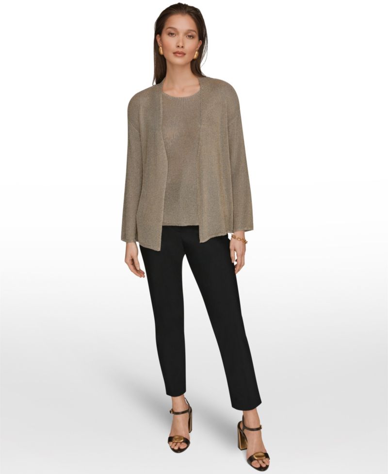 Women's Metallic V-Neck Long-Sleeve Cardigan