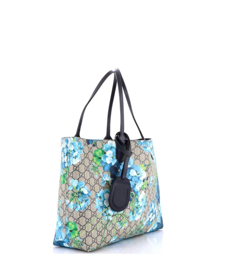 Medium Reversible Tote Blooms GG Print Leather