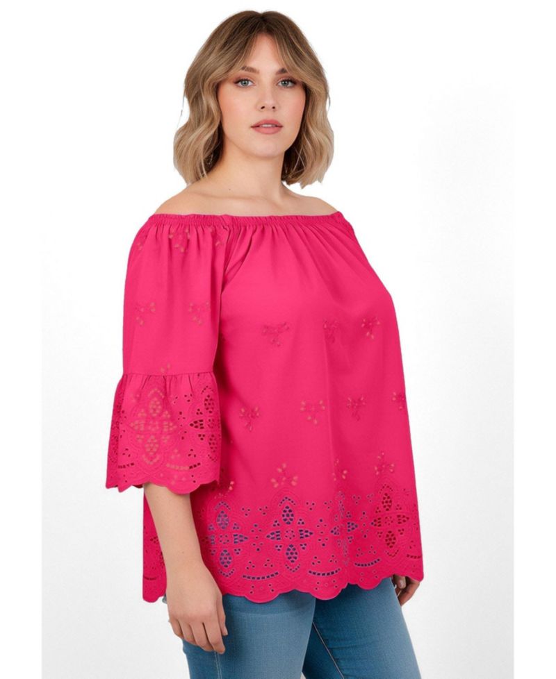 Plus Size Convertible Eyelet Women's Tunic