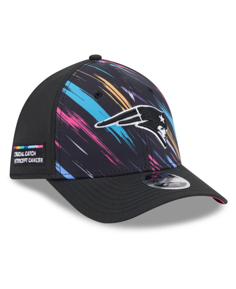 Men's Black New England Patriots 2026 NFL Cruical Catch 39THIRTY M-Crown Stretch Hat