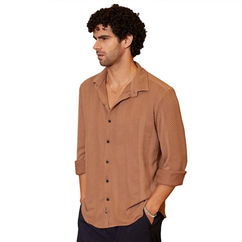 Men's Tan Brown Scale-Tactile Shirt