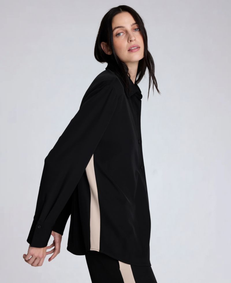 Women's Oversized Button-Front Collared Shirt