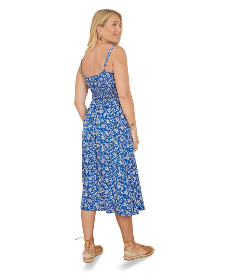 Women's Printed Sweetheart Neckline Midi Dress