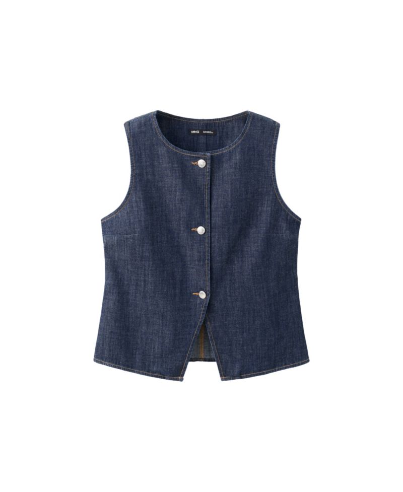Women's Buttoned Denim Vest