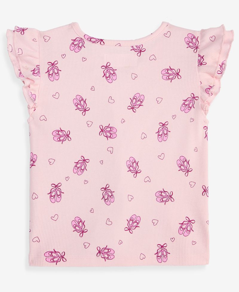 Toddler Girls' 12M-5T Ballet-Print Double-Flutter T-Shirt