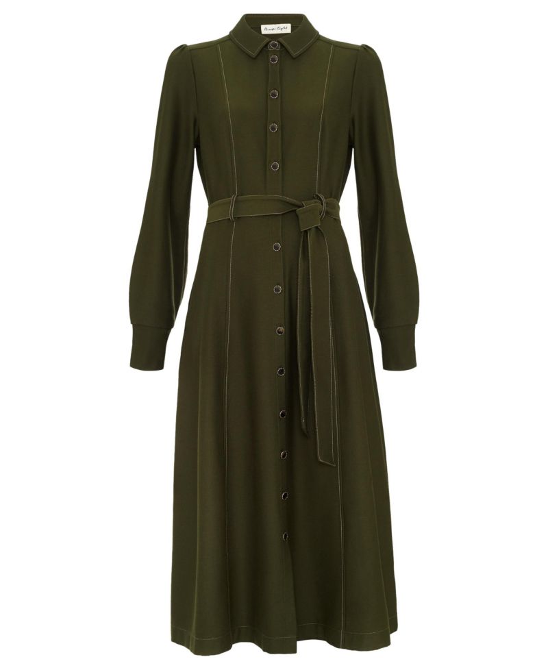 Women's Avelyn Long Sleeve Belted Midi Shirt Dress