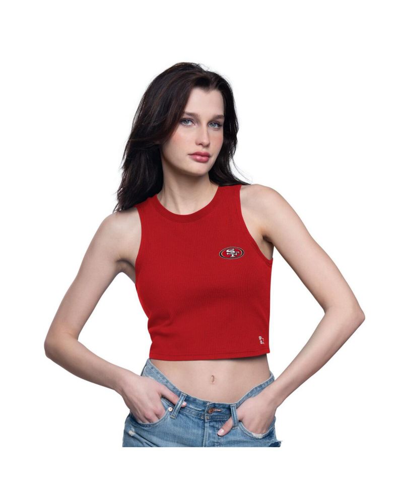 Women's Scarlet San Francisco 49ers Show Up Cropped Tank Top