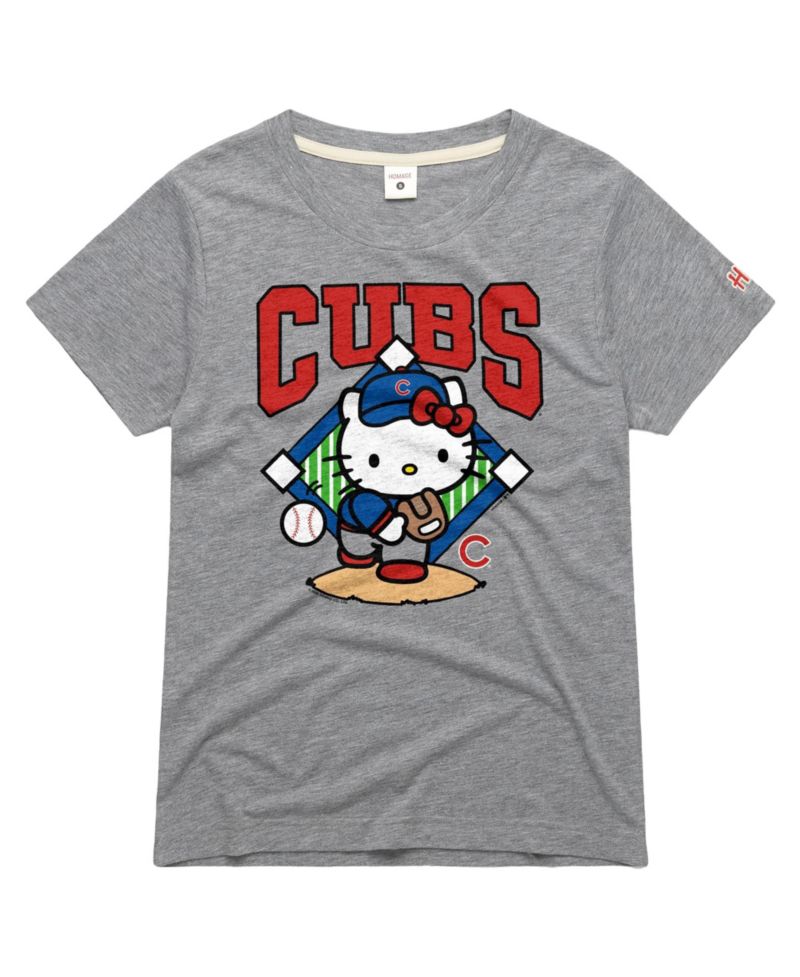 Women's Pitch Chicago Cubs Hello Kitty Tri-Blend T-Shirt