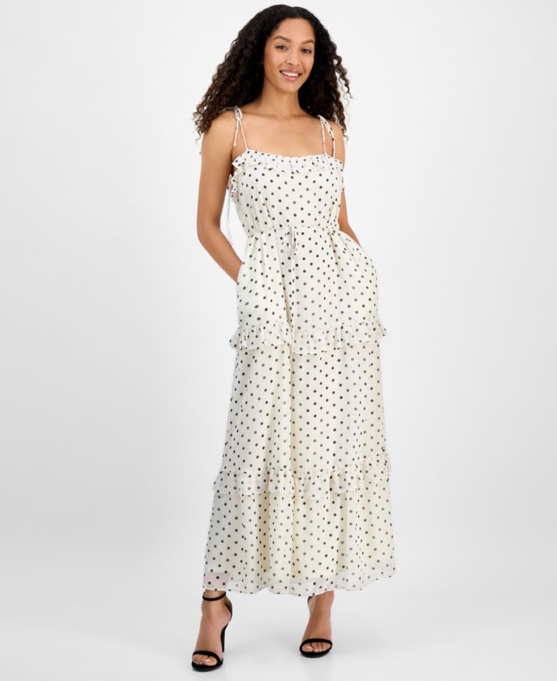 Women's Tie-Strap Ruffle-Tier Maxi Dress
