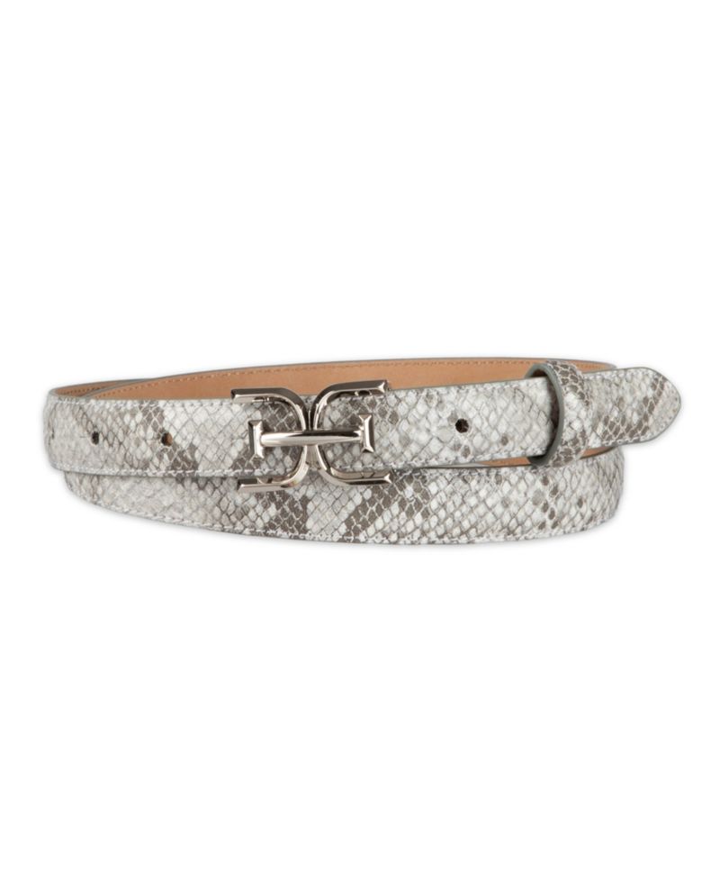 Women's Ultra Skinny Double-E Logo Plaque Buckle Belt