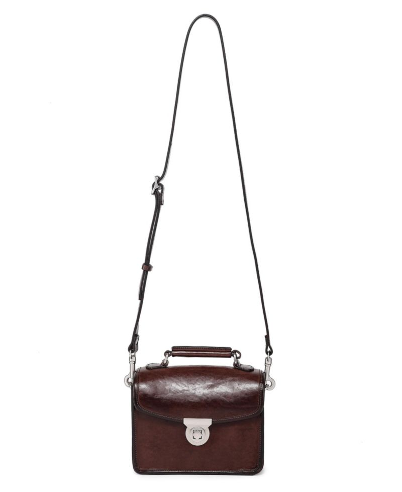 Laurel Mini Leather Convertible Pushlock Crossbody Bag