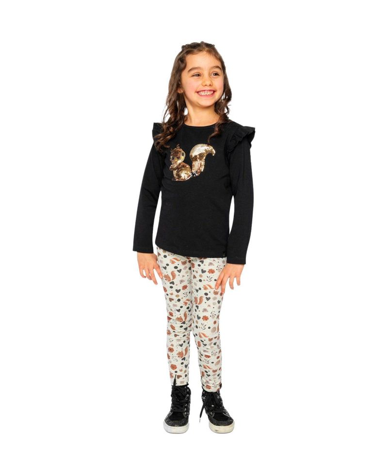 Toddler Girls (2T-5T) Long Sleeve Cotton Squirrel T-Shirt