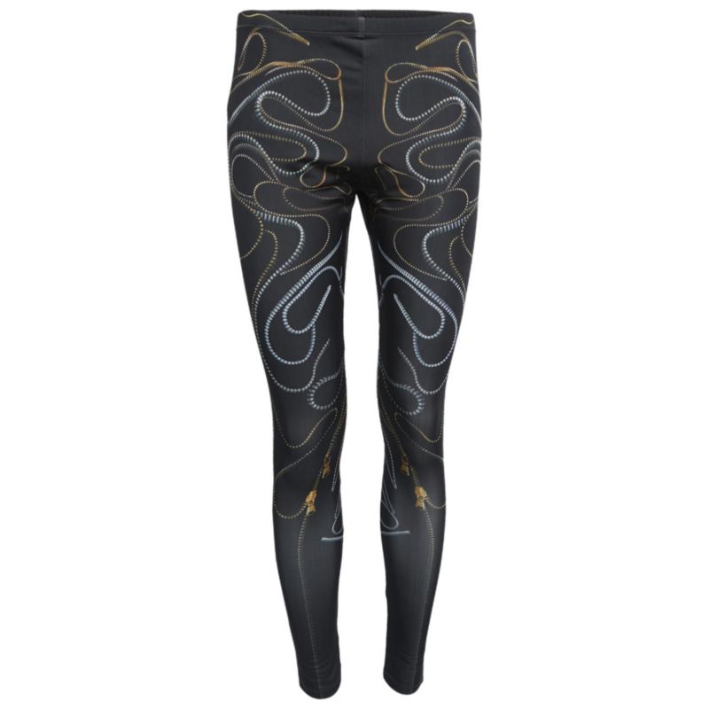 Women's Black Zipper Print Jersey Leggings
