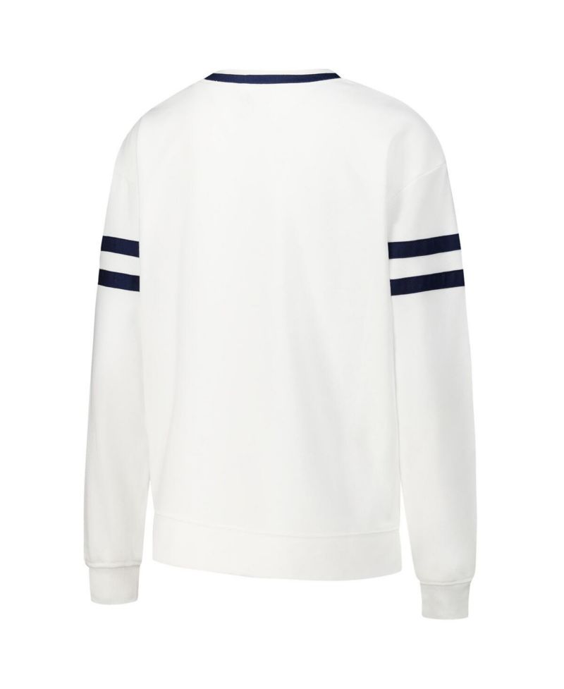 Women's White Michigan Wolverines Borough French Terry Arch Over Long Sleeve T-Shirt