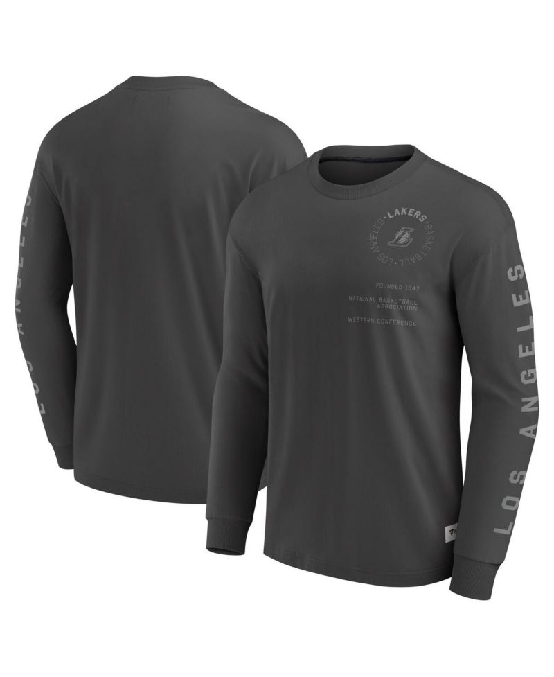 Men's Gray Los Angeles Lakers Elements Future Ground Tonal Info Long Sleeve T-Shirt