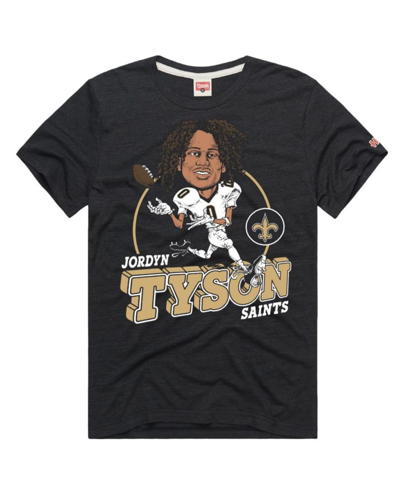 Men's and Women's Jordyn Tyson Charcoal New Orleans Saints Caricature Player Graphic Tri-Blend T-Shirt